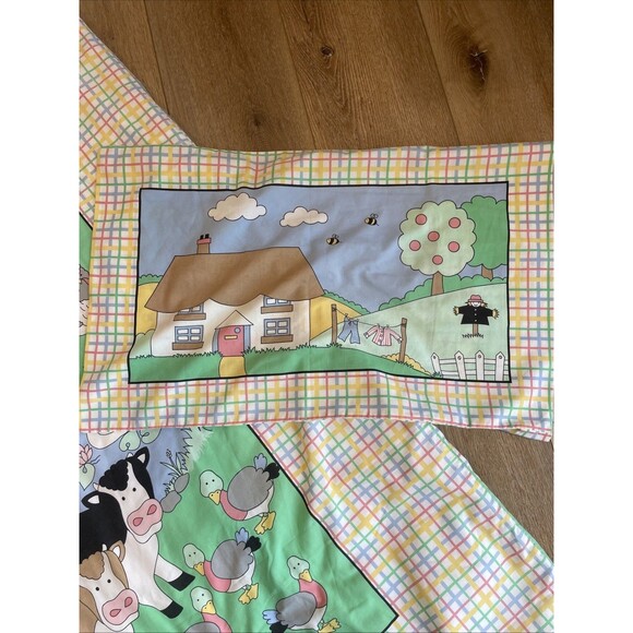 Vintage 90’s Farm McDonald Vantona Duvet Cover Toddler Bed Bedding Pillowcase - Picture 3 of 10